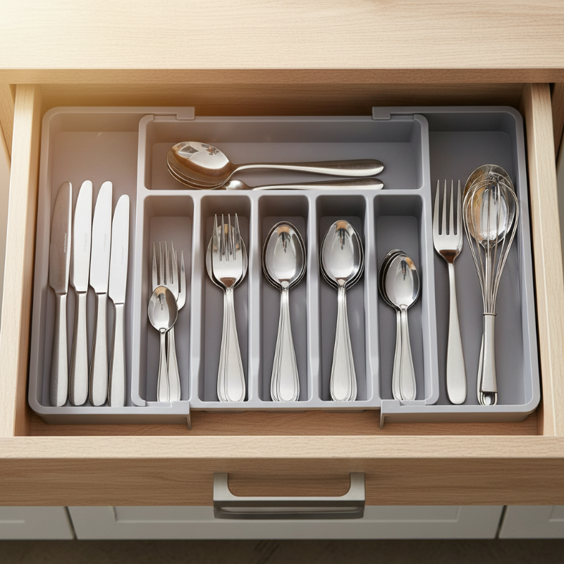 Cutlery Drawer Organizer Expandable Non-Slip Divided Compartments