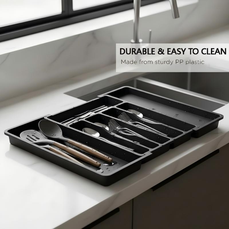 Cutlery Drawer Organizer Expandable Non-Slip Divided Compartments
