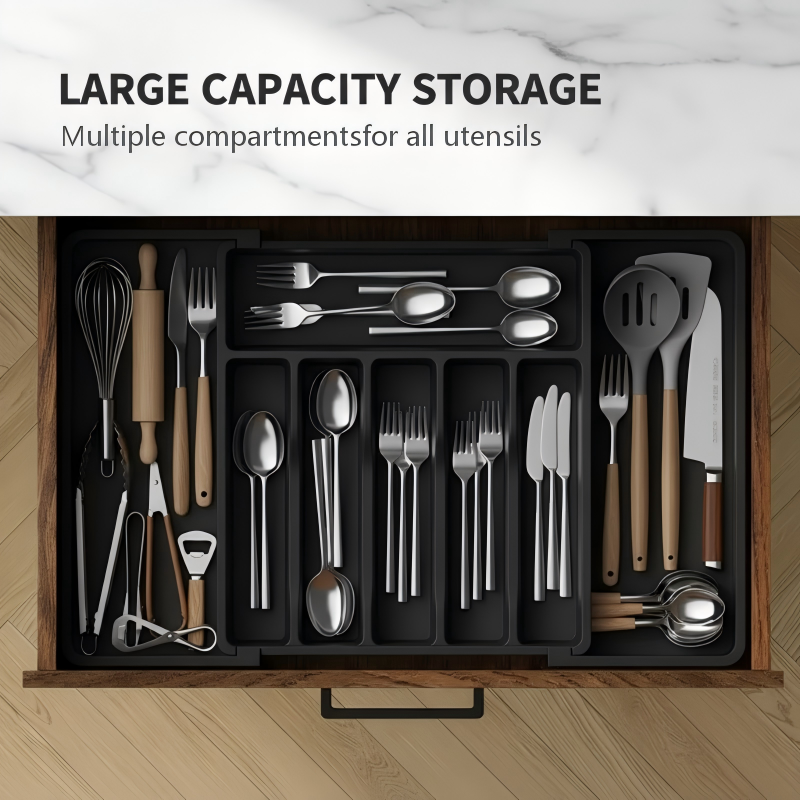 Cutlery Drawer Organizer Expandable Non-Slip Divided Compartments