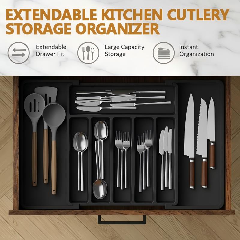 Cutlery Drawer Organizer Expandable Non-Slip Divided Compartments