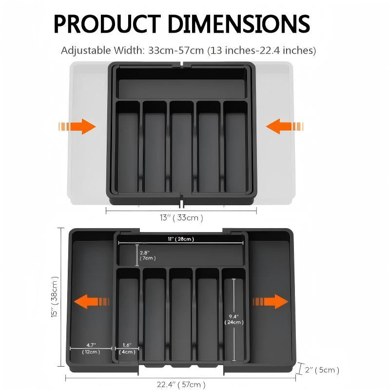 Cutlery Drawer Organizer Expandable Non-Slip Divided Compartments