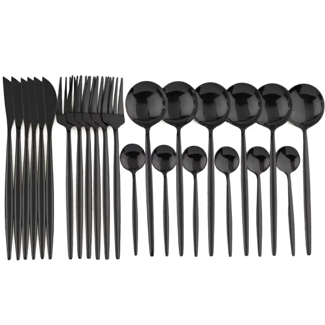 Cutlery Set 24-Piece PVD-Coated Stainless Steel Dishwasher-Safe