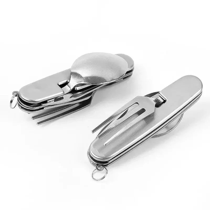 Cutlery Set Foldable 4-in-1 Stainless Steel Pocket-Sized