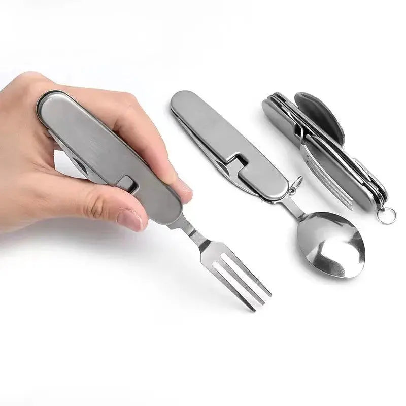 Cutlery Set Foldable 4-in-1 Stainless Steel Pocket-Sized