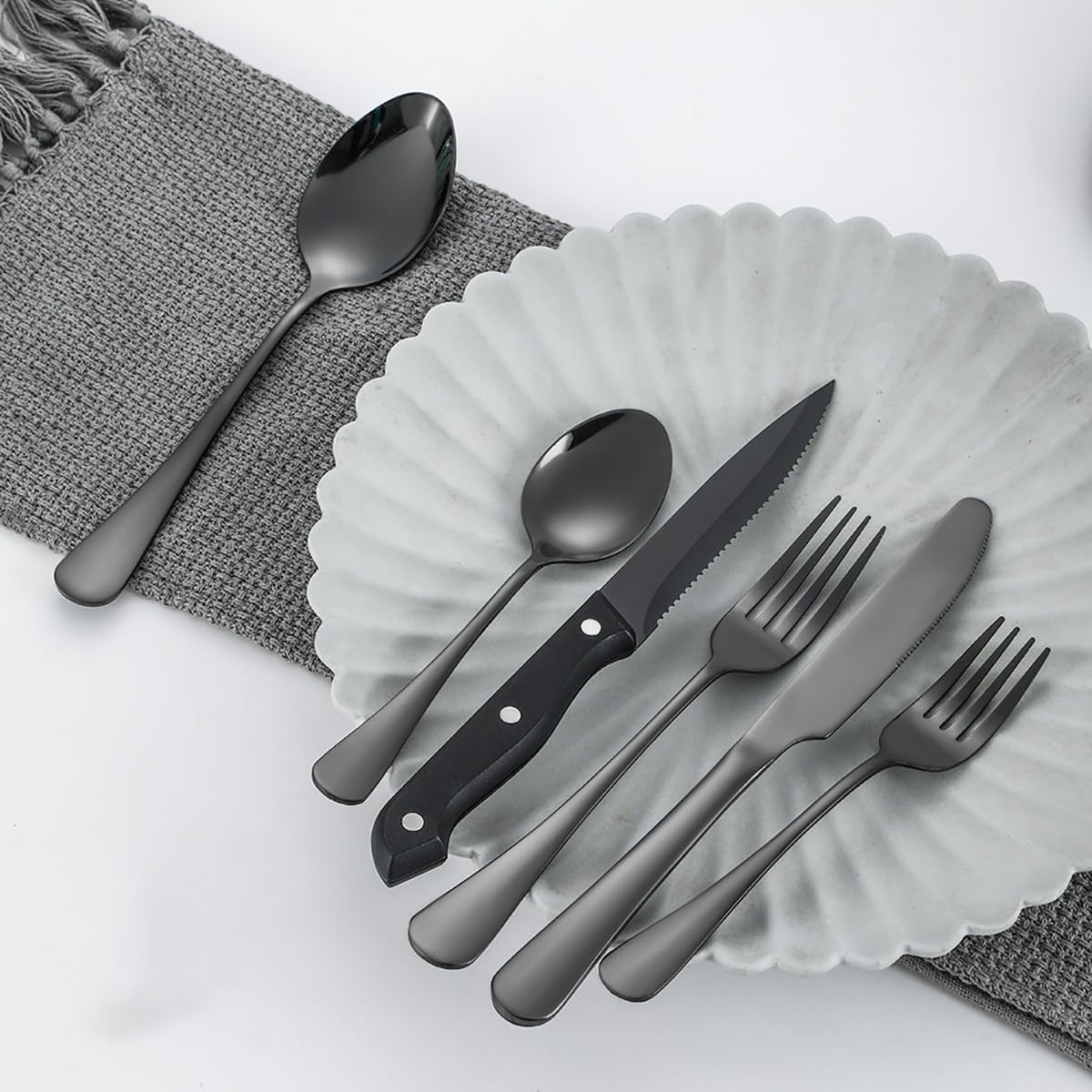 Cutlery Set Matte Black Stainless Steel 24-Piece