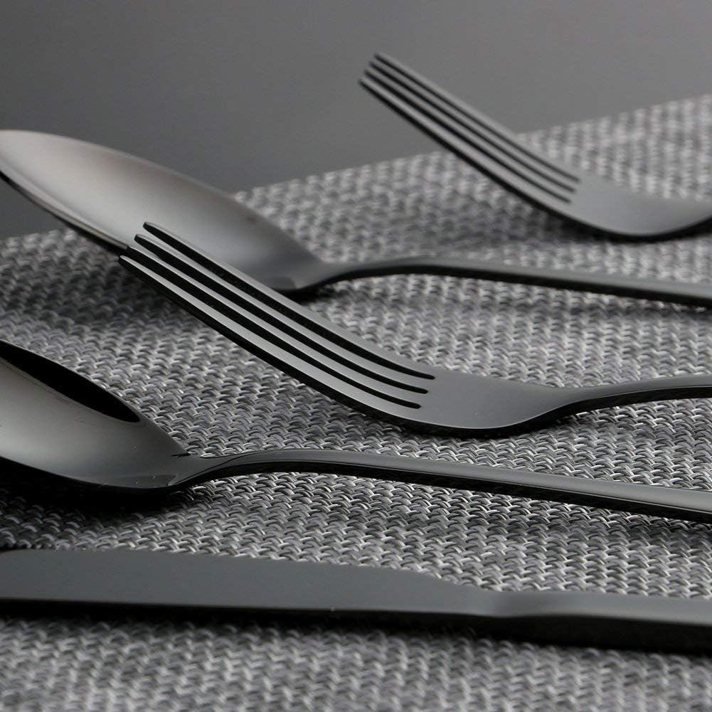 Cutlery Set Matte Black Stainless Steel 24-Piece