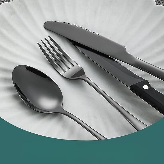 Cutlery Set Matte Black Stainless Steel 24-Piece
