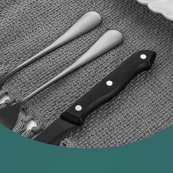 Cutlery Set Matte Black Stainless Steel 24-Piece