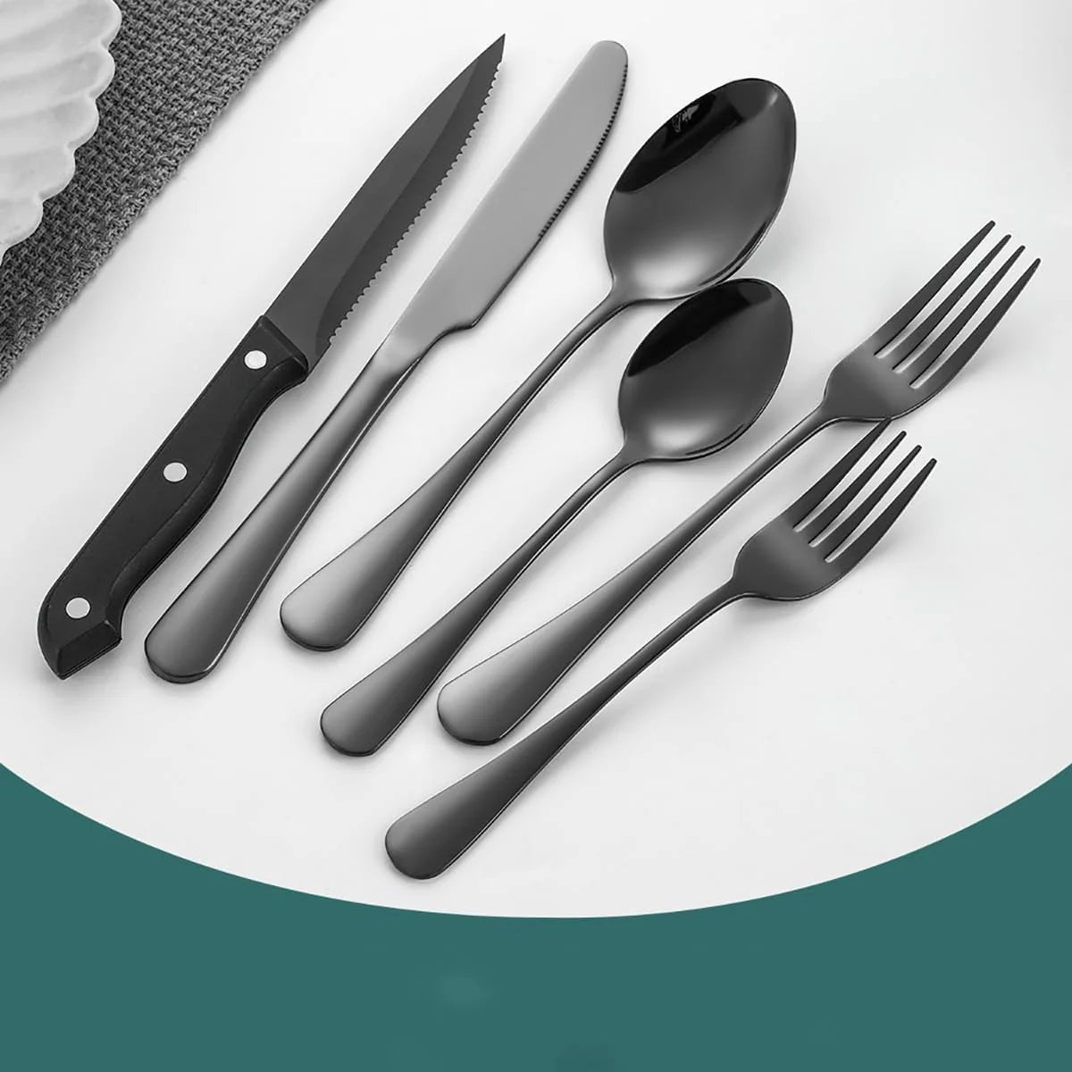 Cutlery Set Matte Black Stainless Steel 24-Piece