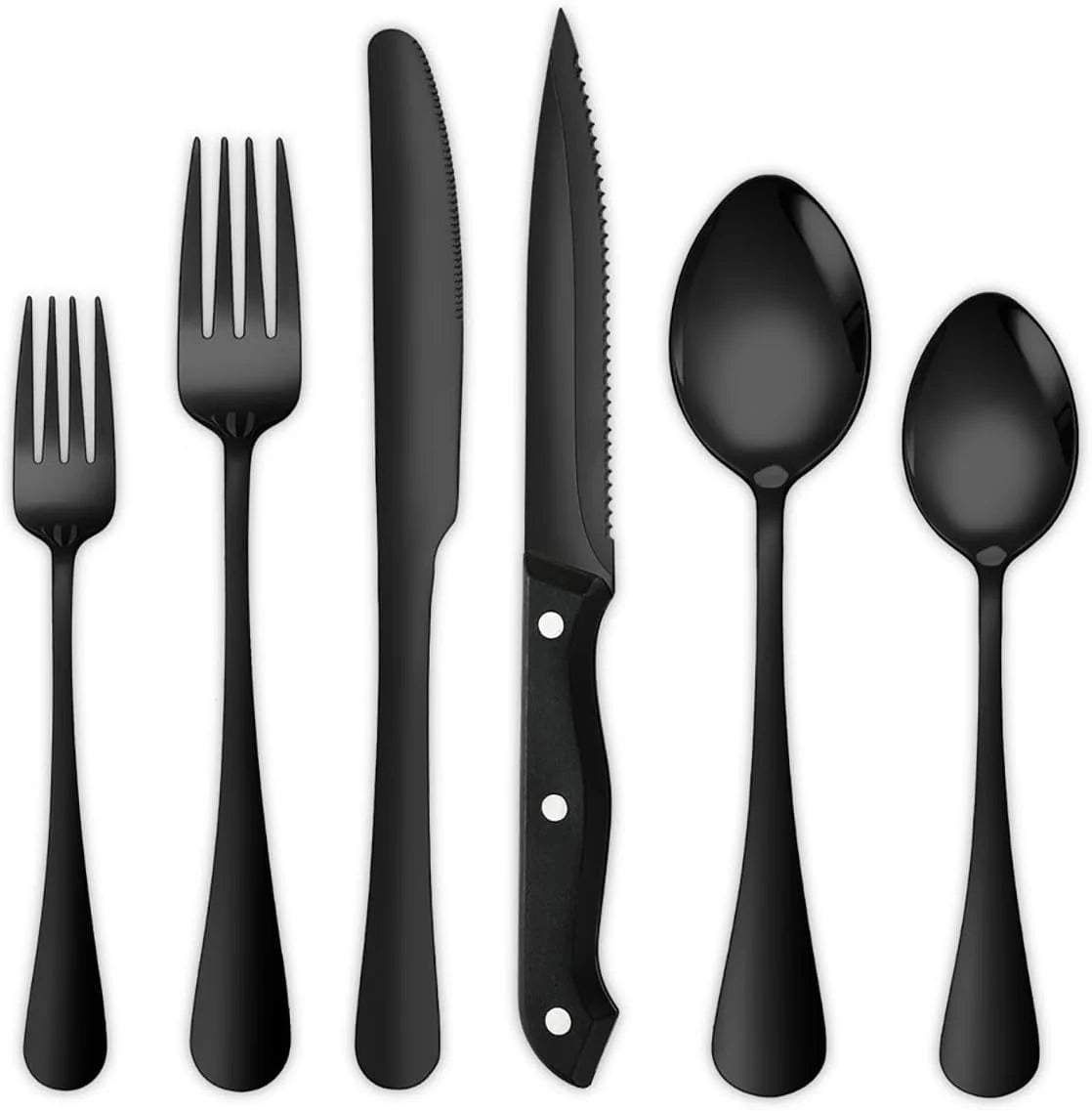 Cutlery Set Matte Black Stainless Steel 24-Piece