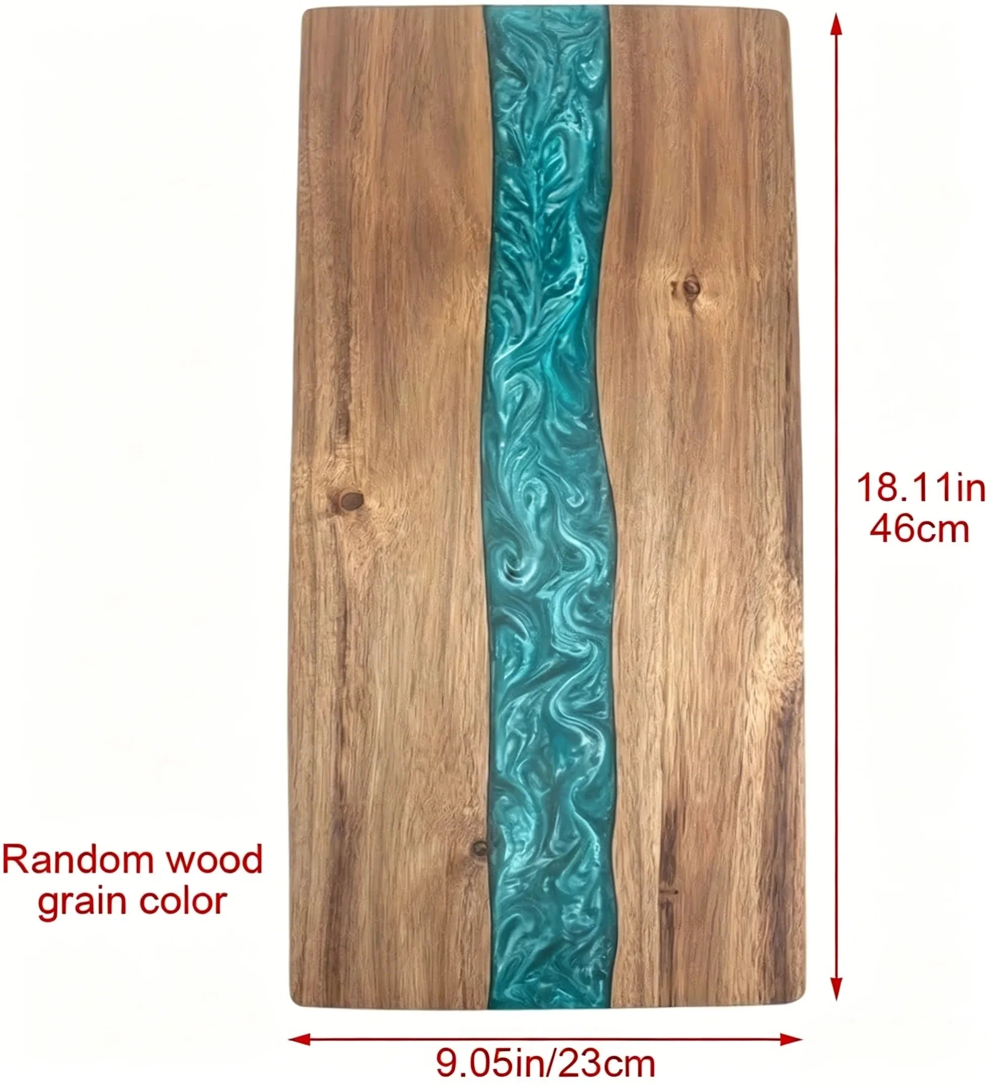 Cutting Board Natural Wood Turquoise Resin Inlay