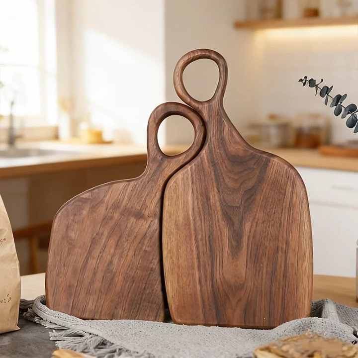 Cutting Board Set Two-Piece Solid Walnut Loop Handle
