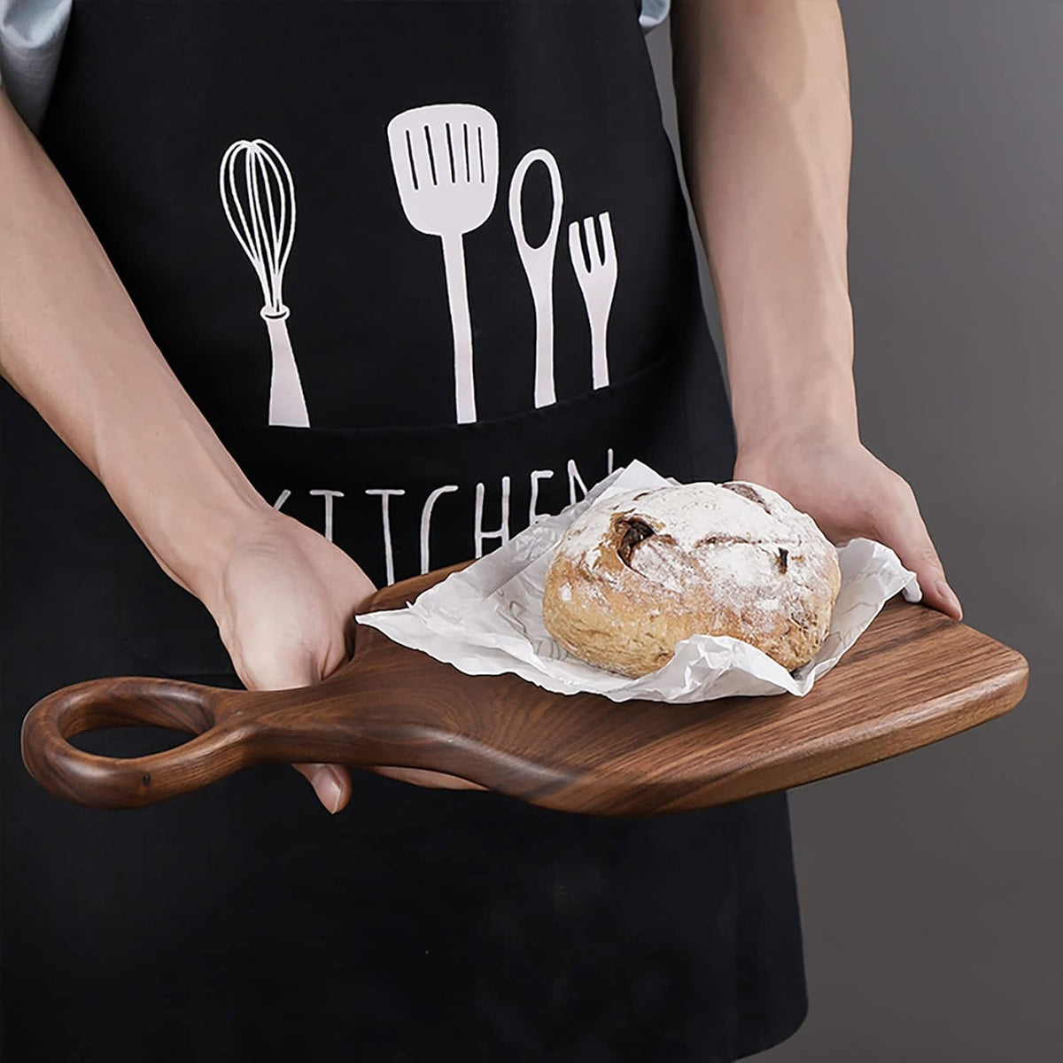 Cutting Board Set Two-Piece Solid Walnut Loop Handle