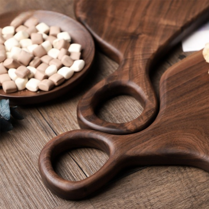 Cutting Board Set Two-Piece Solid Walnut Loop Handle