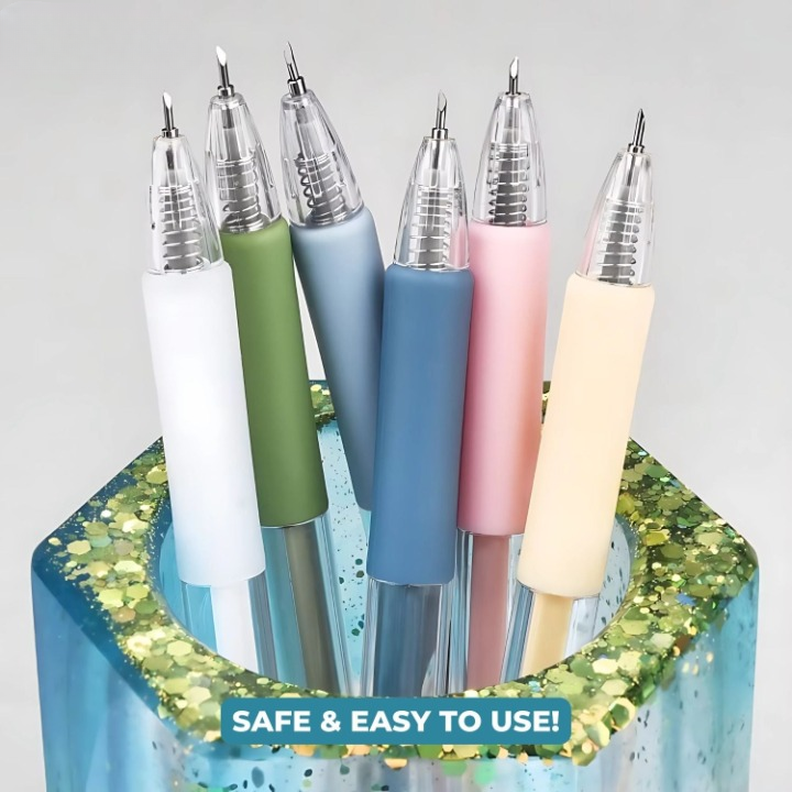 Cutting Pens Set of 6 360° Rotating Stainless Steel