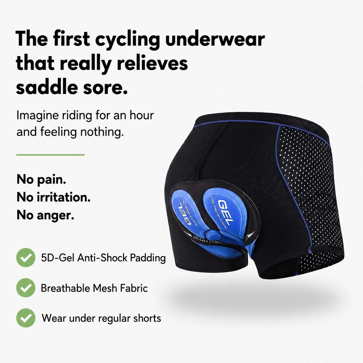 Cycling Shorts Gel-Padded Moisture-Wicking Elastic Fit