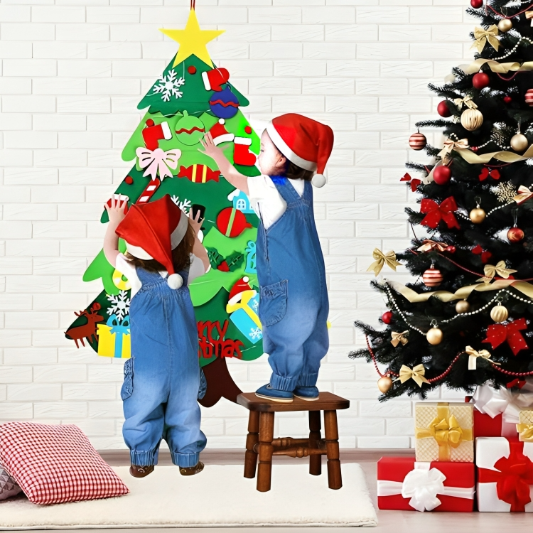 DIY Felt Christmas Tree 32 Ornaments Toddler-Safe