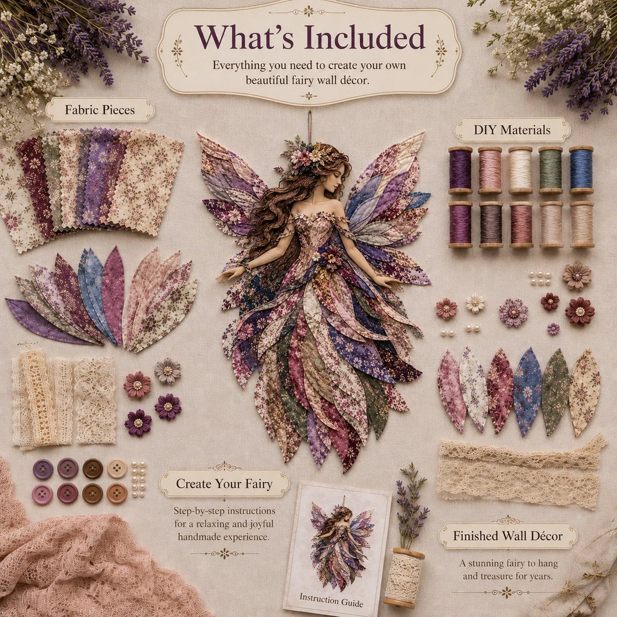 DIY Patchwork Kit Layered Floral Hanging 35 cm