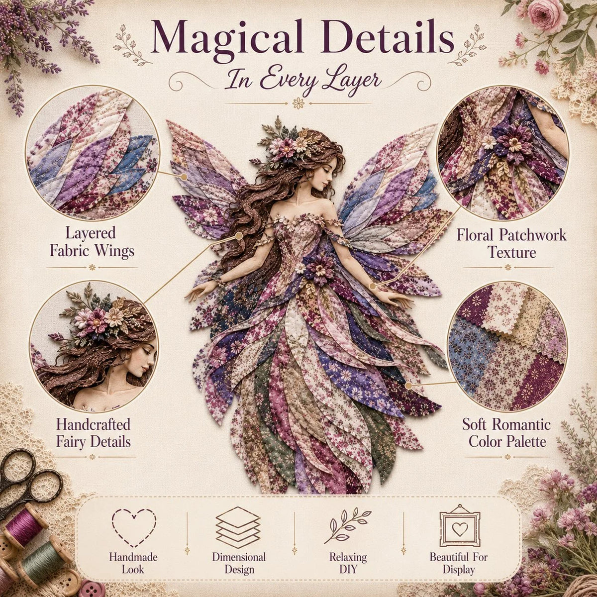 DIY Patchwork Kit Layered Floral Hanging 35 cm