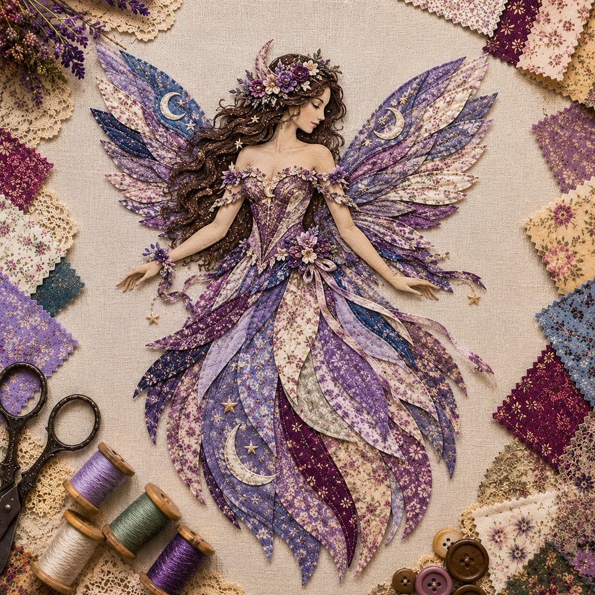 DIY Patchwork Kit Layered Floral Hanging 35 cm