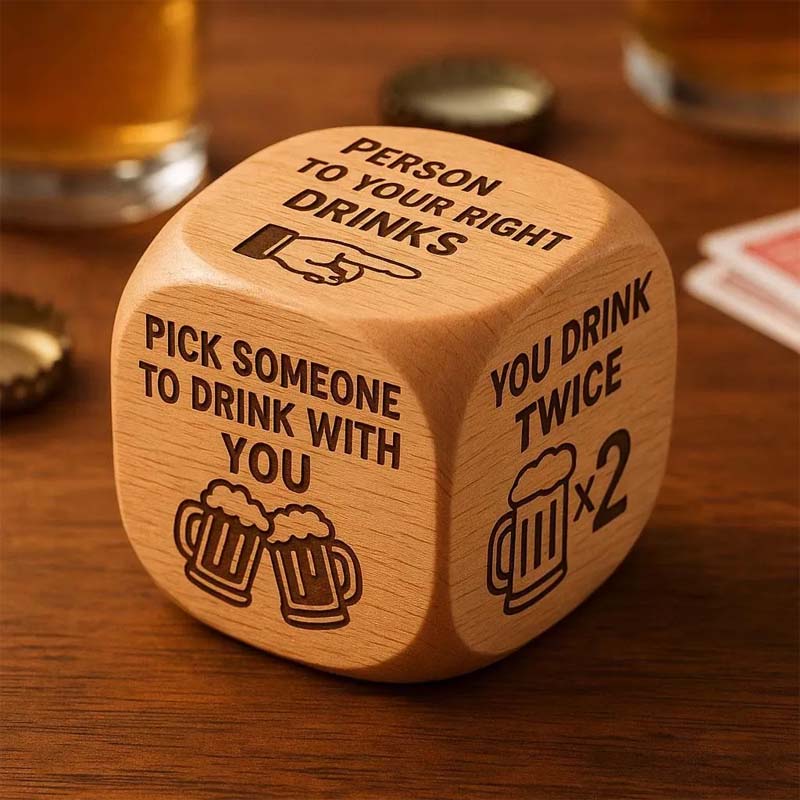 Decision Dice Laser-Engraved Wood Themed Prompts