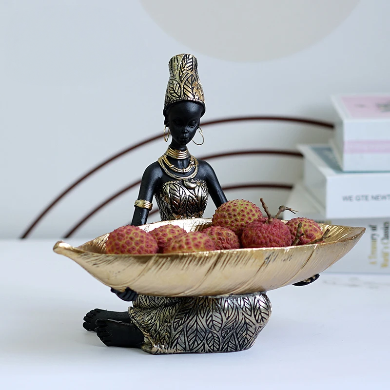 Decorative Bowl Leaf-Shaped Handcrafted Black & Gold