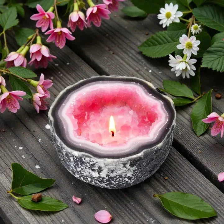 Decorative Candle Geode Crystal Bowl Natural Wax