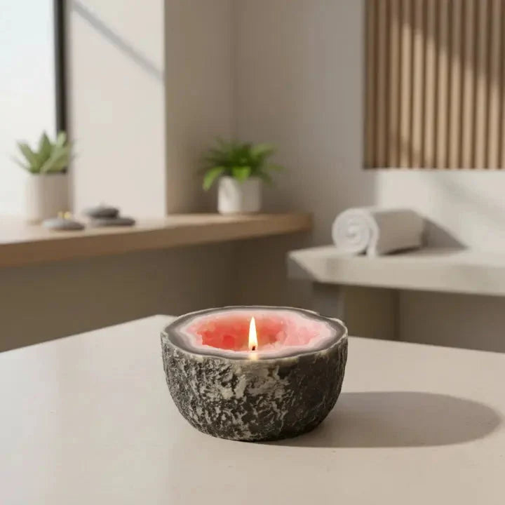 Decorative Candle Geode Crystal Bowl Natural Wax