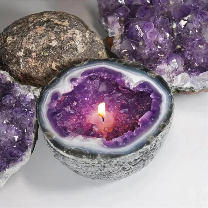 Decorative Candle Geode Crystal Bowl Natural Wax