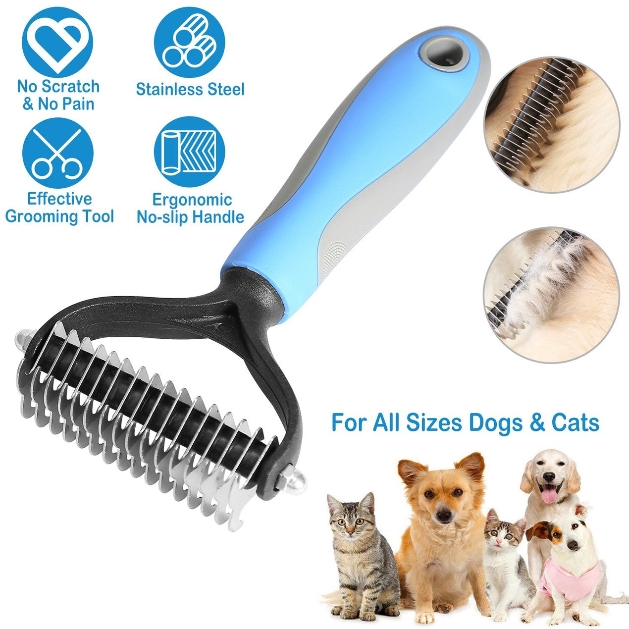 Dematting Brush Double-Sided Skin-Friendly Rounded Pins