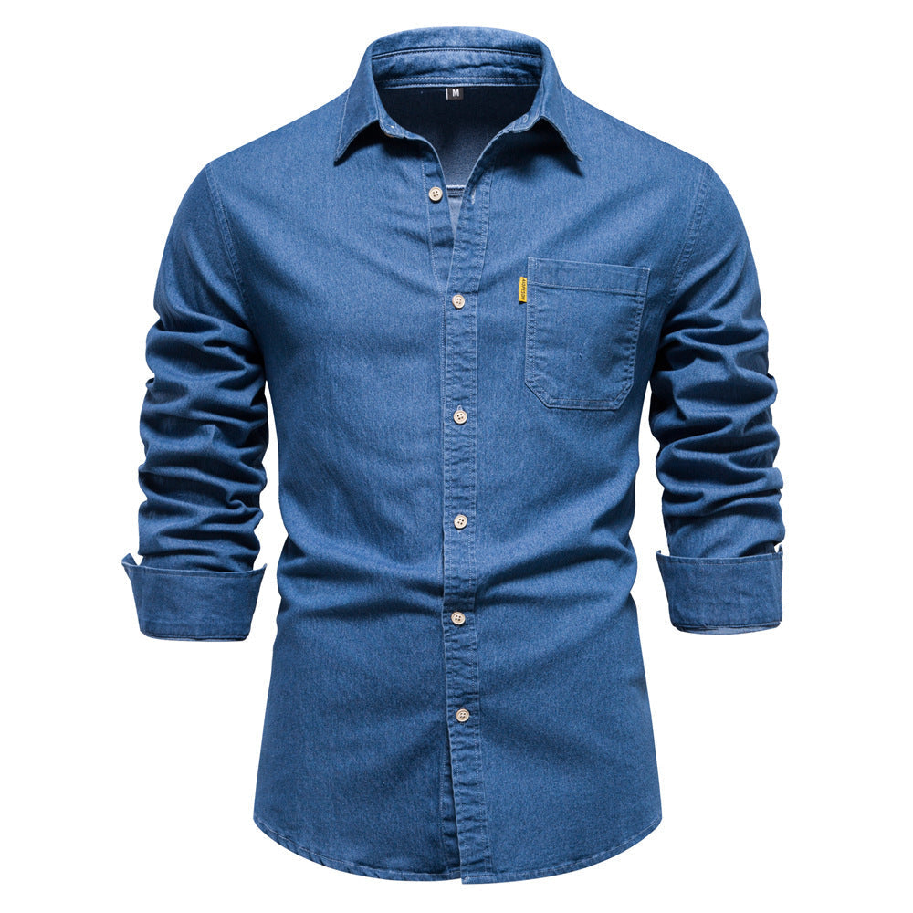 Denim Shirt Tailored Slim Fit Button-Down 100% Cotton