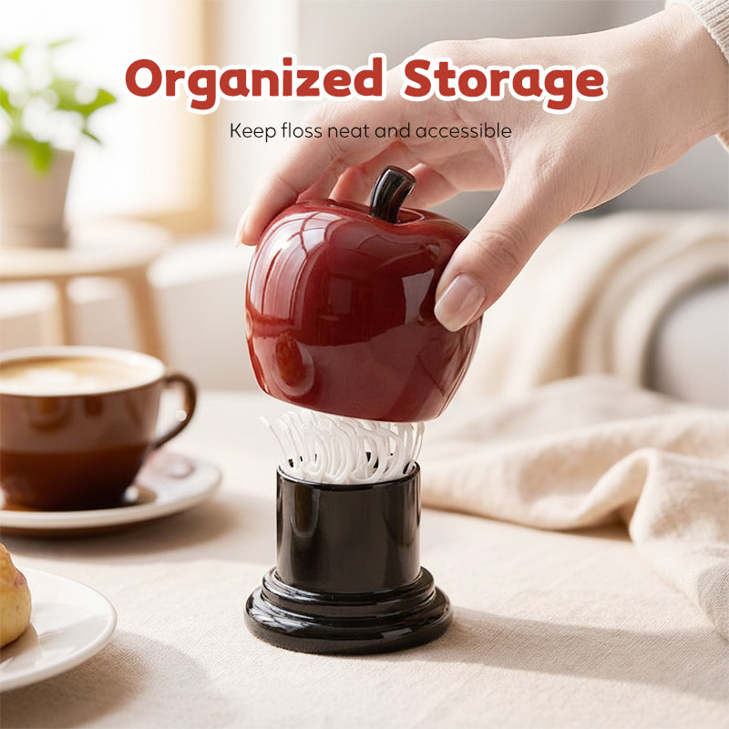 Dental Floss Organizer Dustproof Lid Apple & Pear Shapes