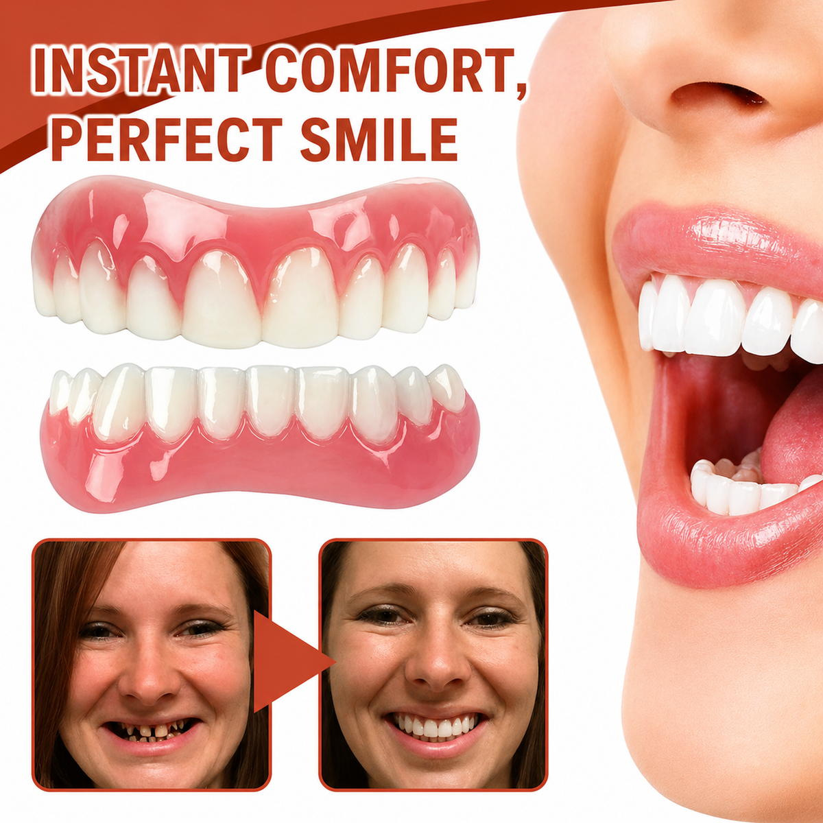 Denture Comfort Set Soft Silicone Adjustable Non-Slip Fit