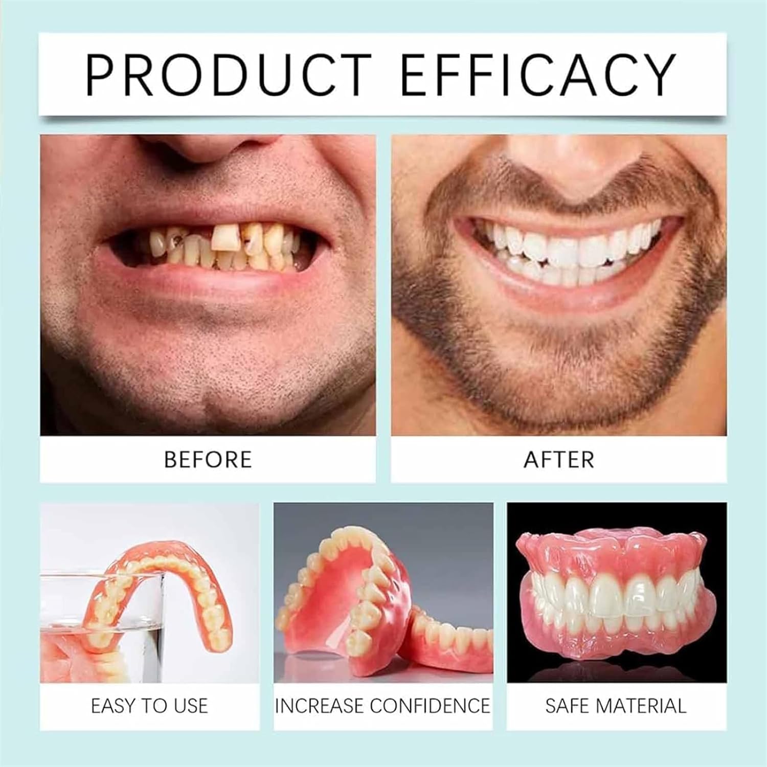 Denture Set Soft Silicone & Secure Fit