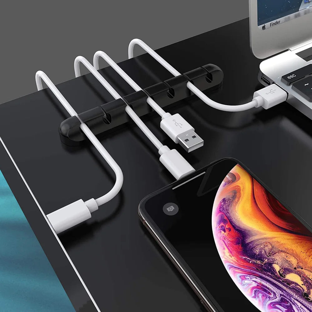 Desk Cable Clips Self-Adhesive Silicone Holds Multiple Cables