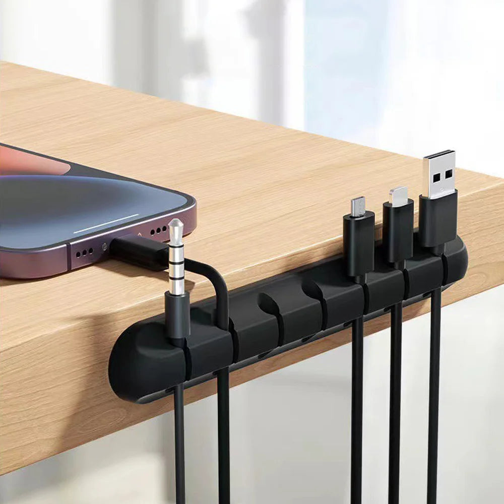 Desk Cable Clips Self-Adhesive Silicone Holds Multiple Cables