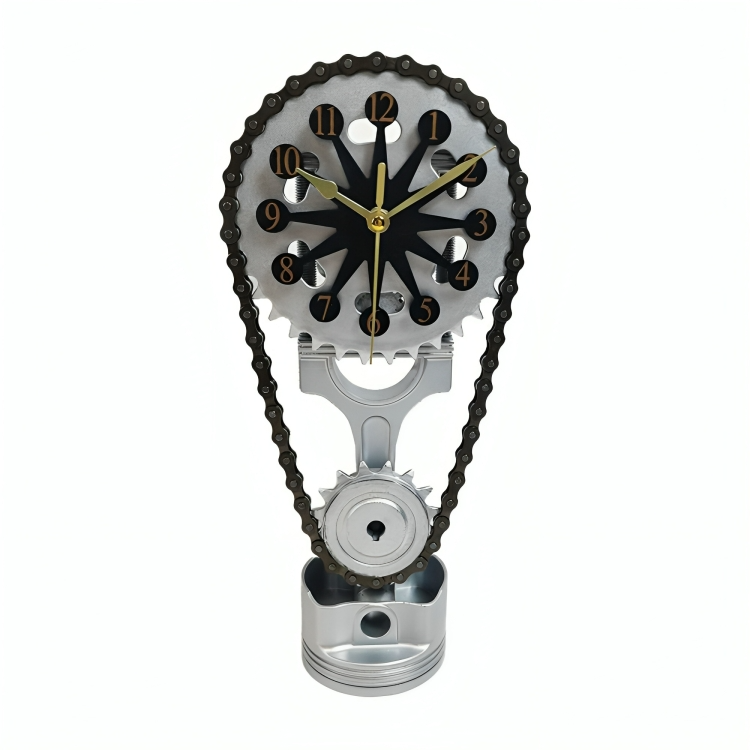 Desk Clock Exposed Metal Gears Touch-Safe Battery-Free
