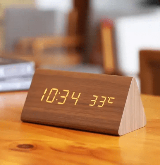 Desk Clock Voice-Activated LED Time & Temperature