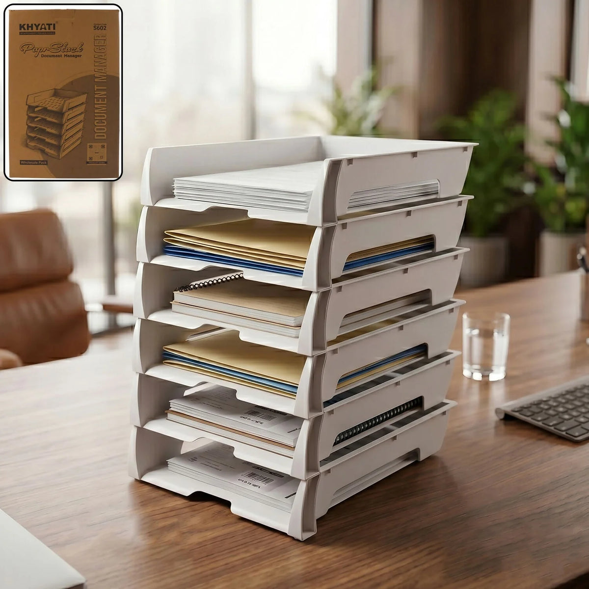 Desk Document Organizer 6-Tier A4 Compatible Open Design