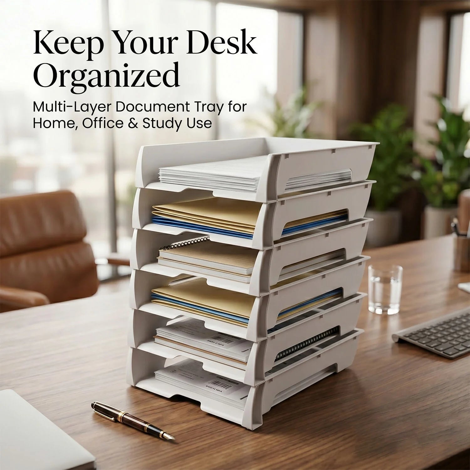 Desk Document Organizer 6-Tier A4 Compatible Open Design