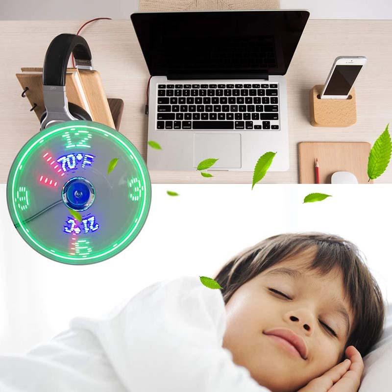 Desk Fan USB Powered LED Clock & Temperature Display