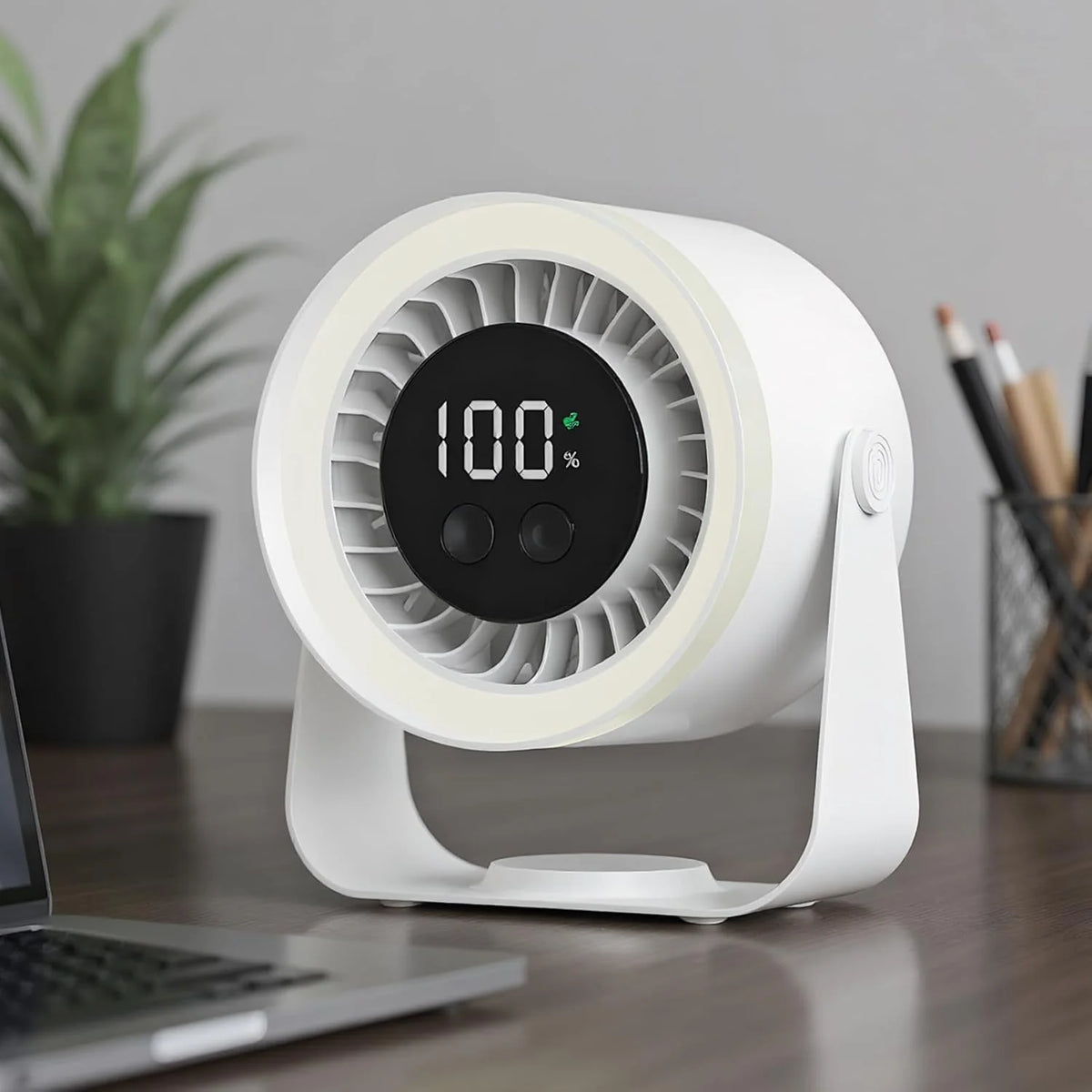 Desk Fan Ultra-Quiet 10 Speeds USB-C Rechargeable 10H