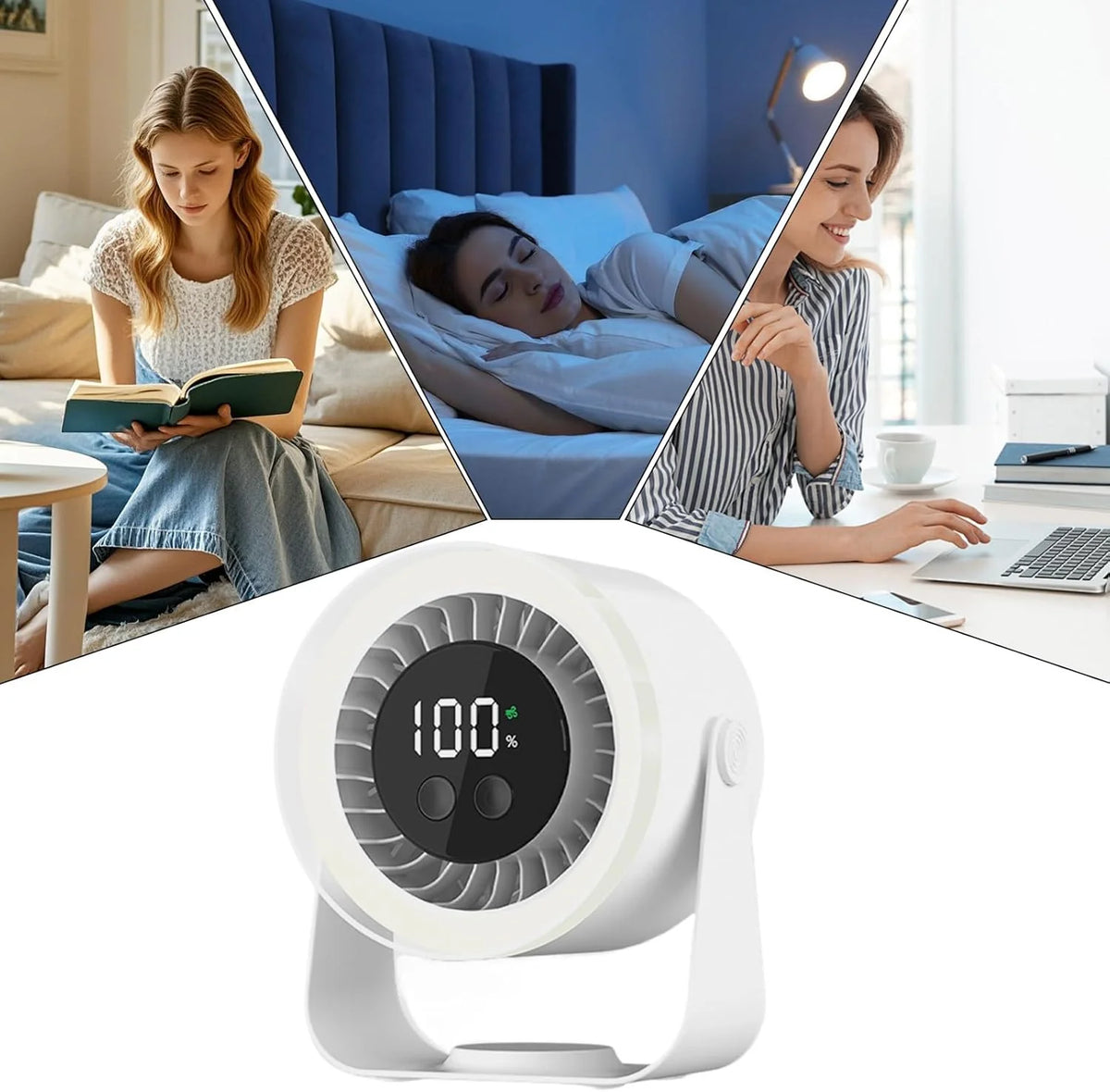 Desk Fan Ultra-Quiet 10 Speeds USB-C Rechargeable 10H