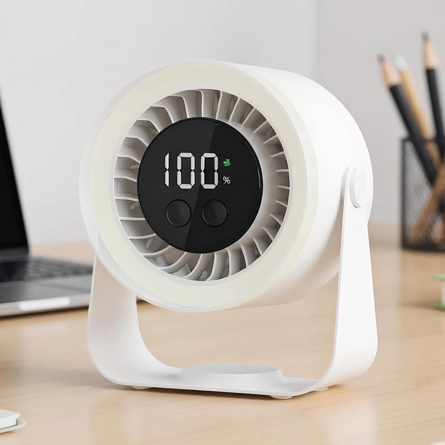 Desk Fan Ultra-Quiet 10 Speeds USB-C Rechargeable 10H