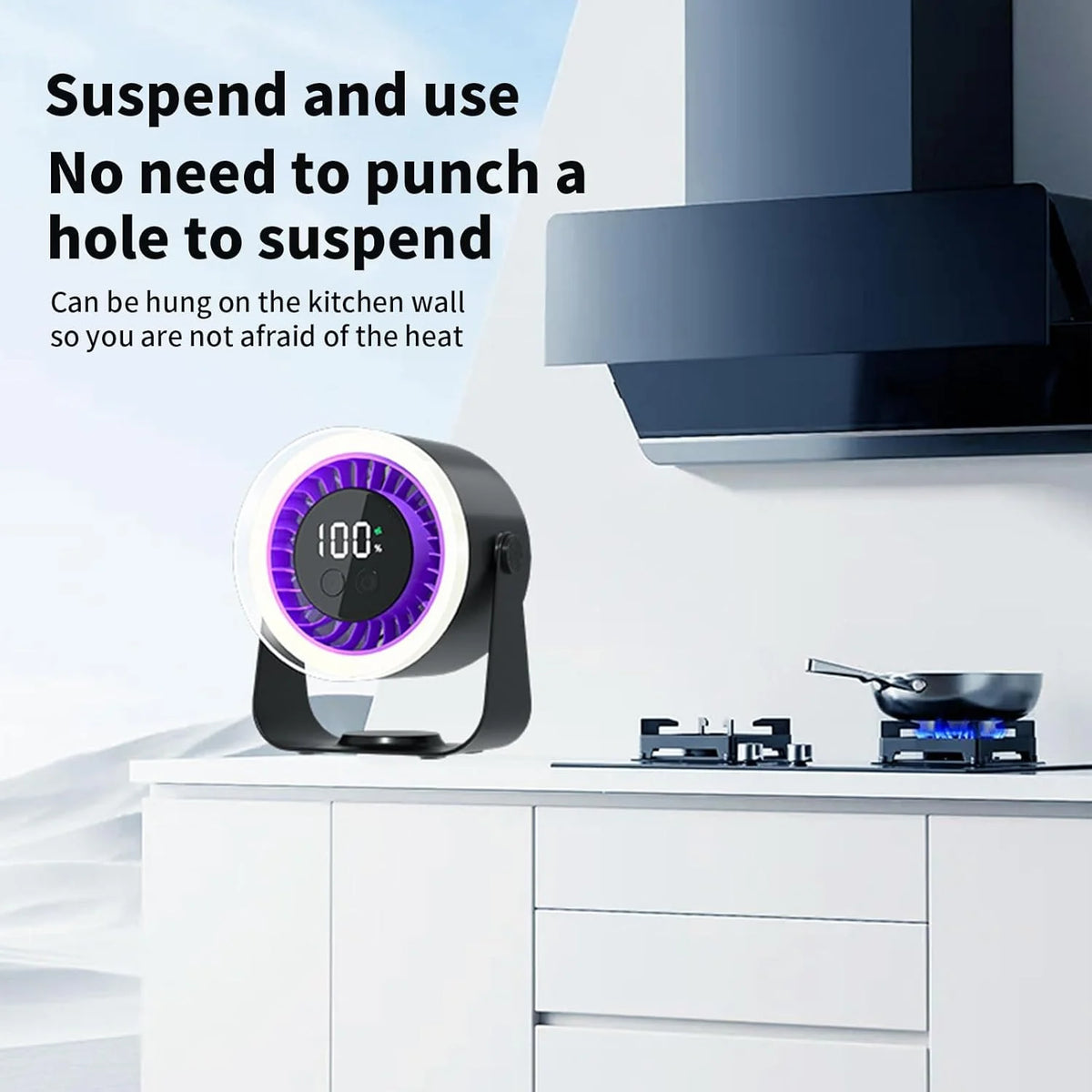 Desk Fan Ultra-Quiet 10 Speeds USB-C Rechargeable 10H