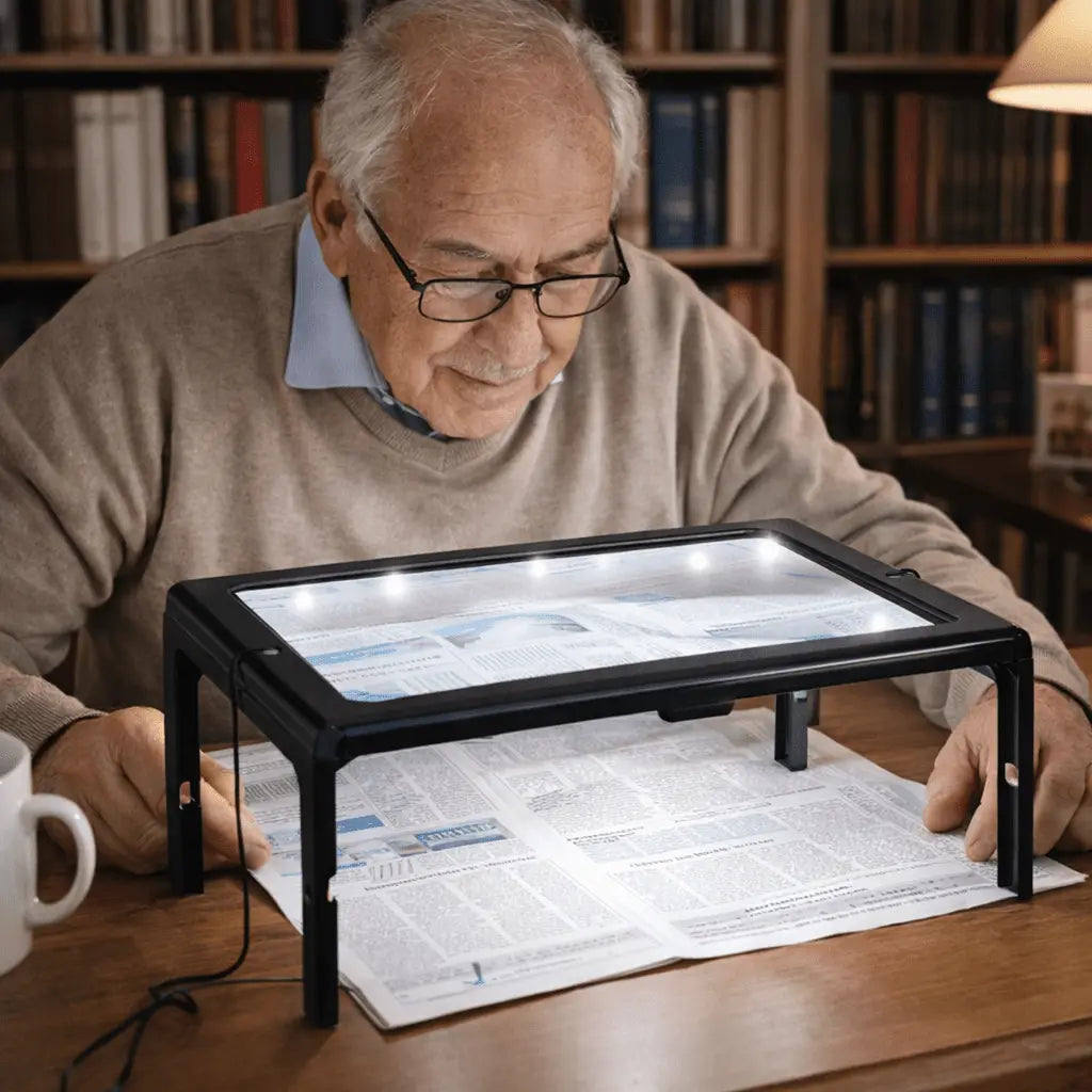 Desk Magnifier Foldable 3x Optical Built-In LED