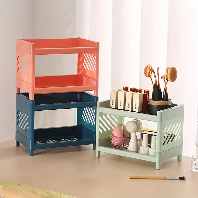 Desk Organizer 2-Tier Space-Saving Open-Side Fabric-Covered Surfaces