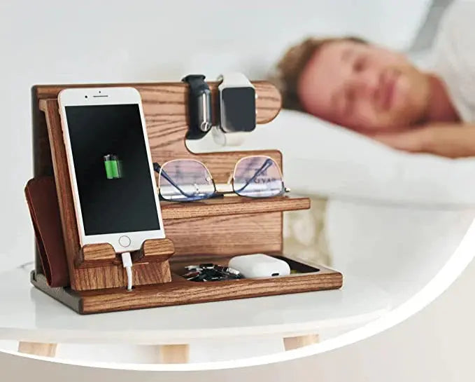 Desk Organizer Walnut Phone Stand & Watch Holder