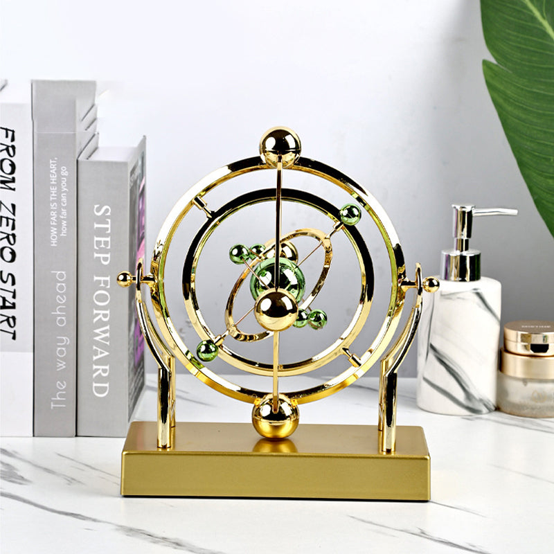Desk Pendulum Sculpture Gold Metal Battery Free