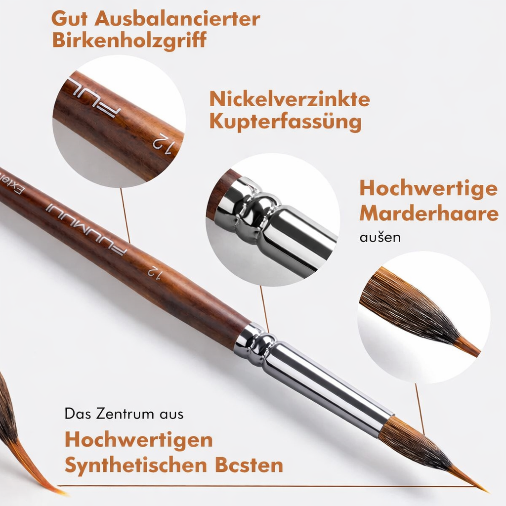 Detail Brush Set Fine Pointed Synthetic Bristles Wooden Handles